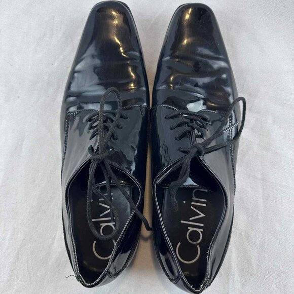 Calvin Klein Brodie Black Patent Leather Dress Shoes Men’s 9.5 - Picture 1 of 6
